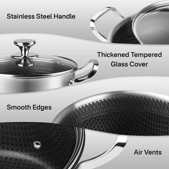Honeycomb Cooking Pot – Premium Non-Stick Stainless Steel Cookware - Image 3