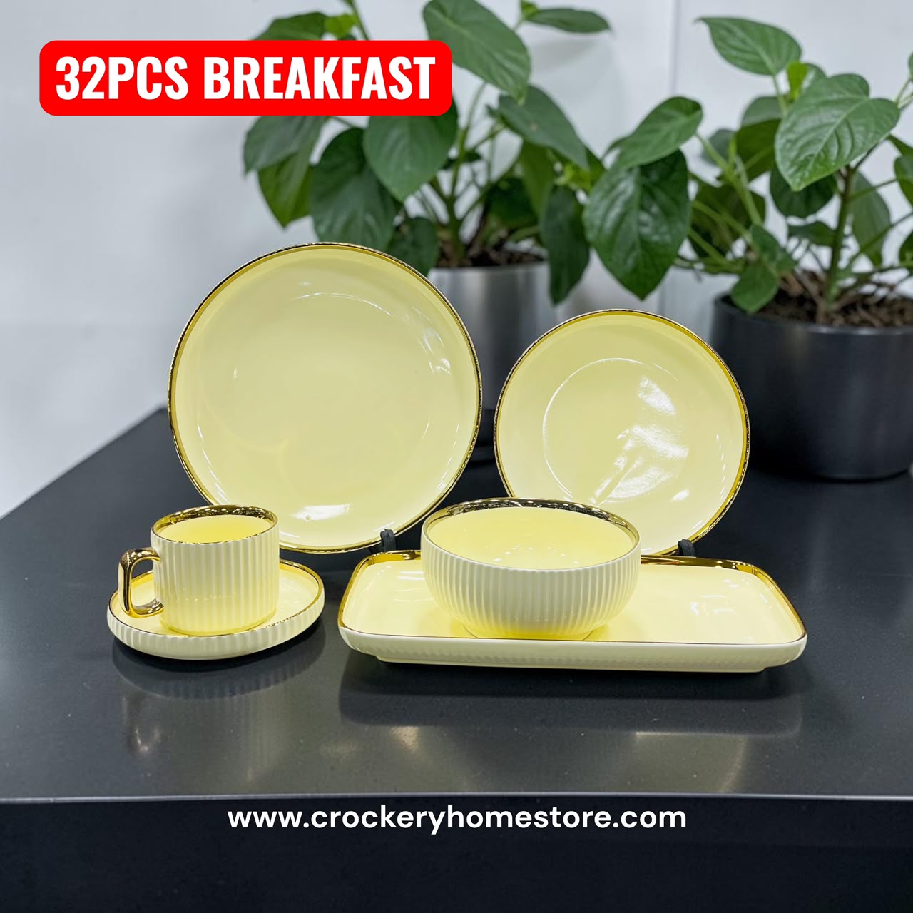32-Piece Bone China Breakfast Set – Elegant Dining & Serving Collection