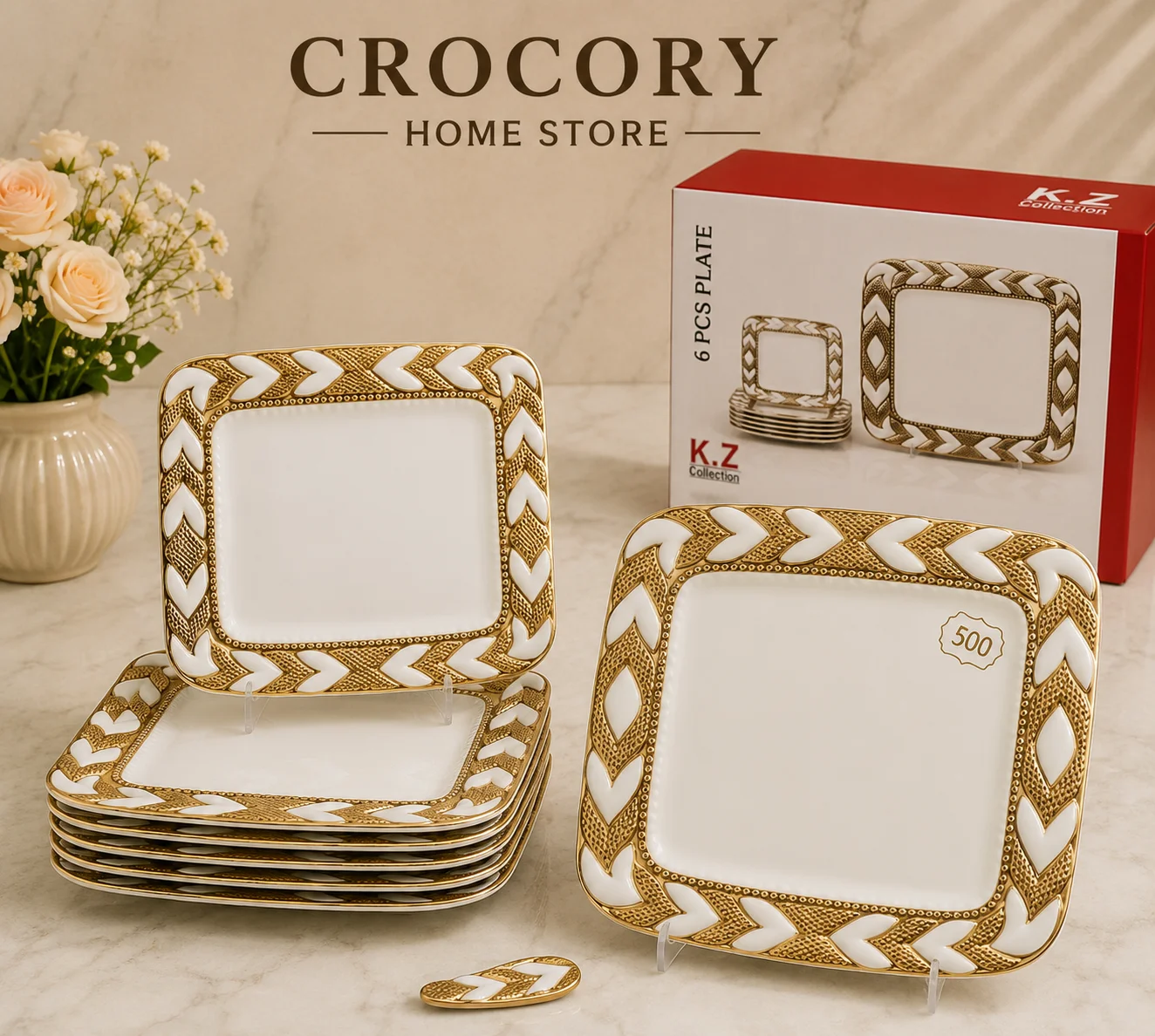 7PCS Bone China Cake Set – Elegant Dessert & Cake Serving Set