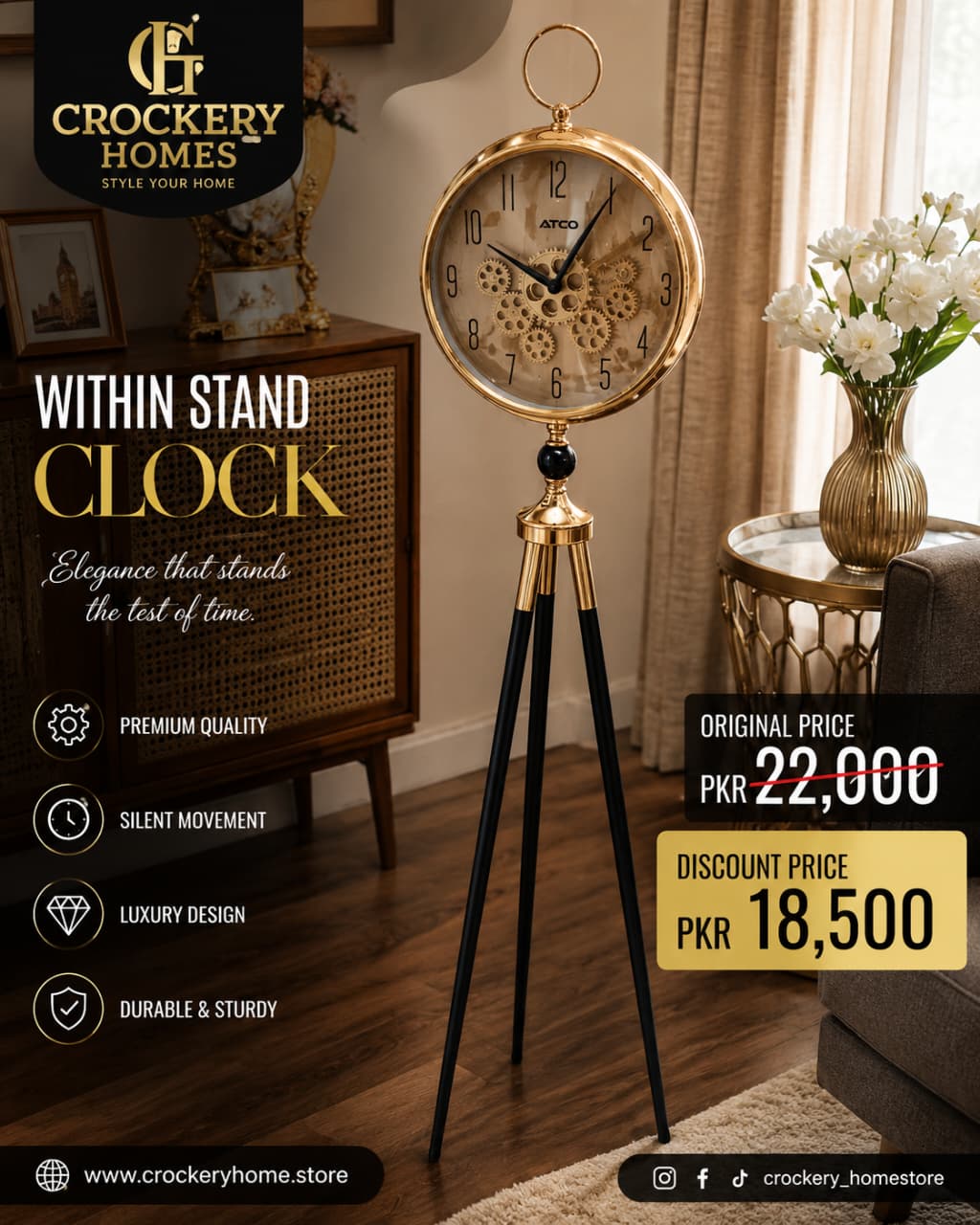 Fancy Stand Clock – Elegant Decorative Table Clock for Home & Office