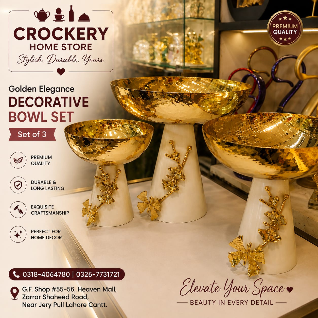 3PCS Metal Serving Platter Set – Elegant Food & Snack Serving Trays