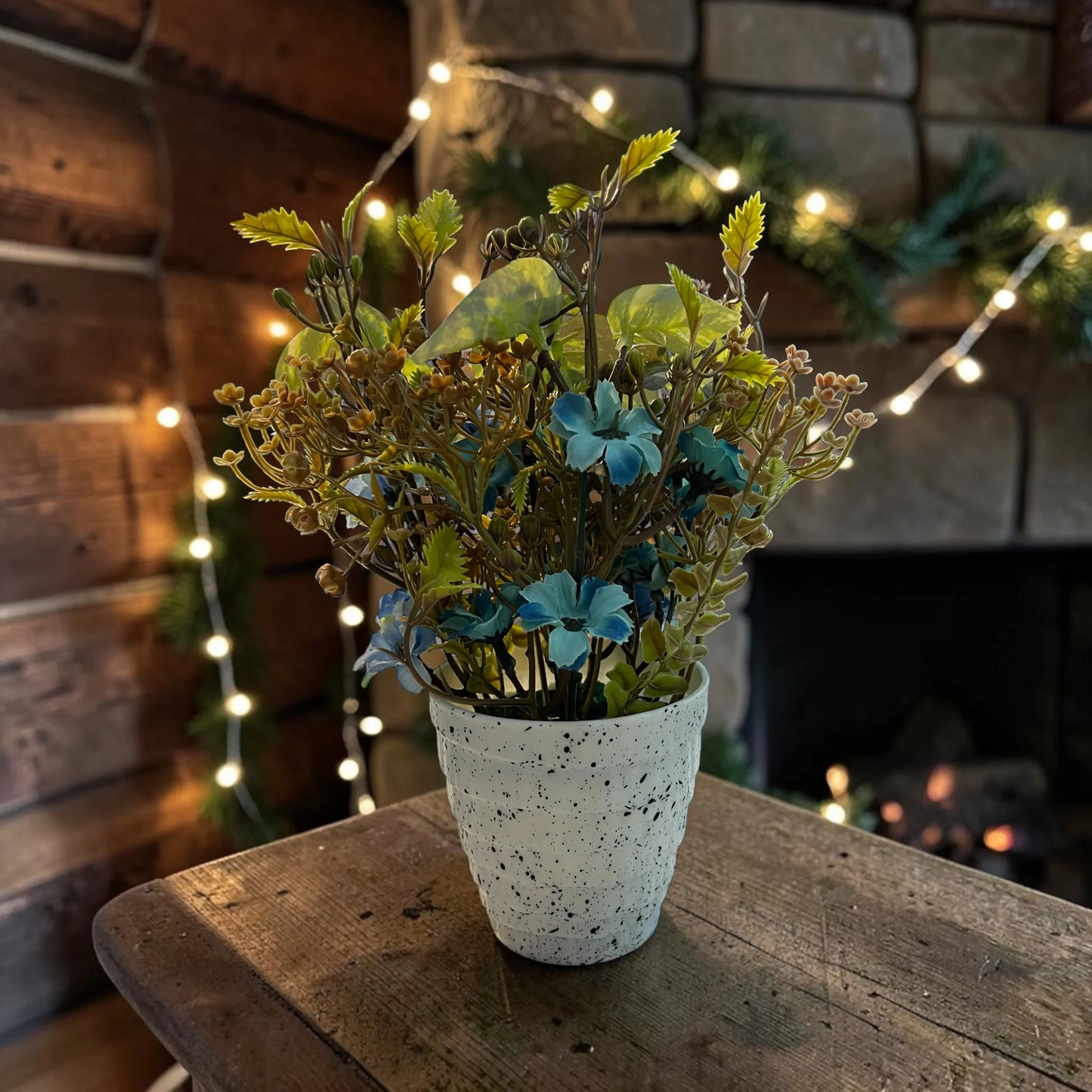 Decorative Flower Arrangement with Small Planters – Elegant Home Décor