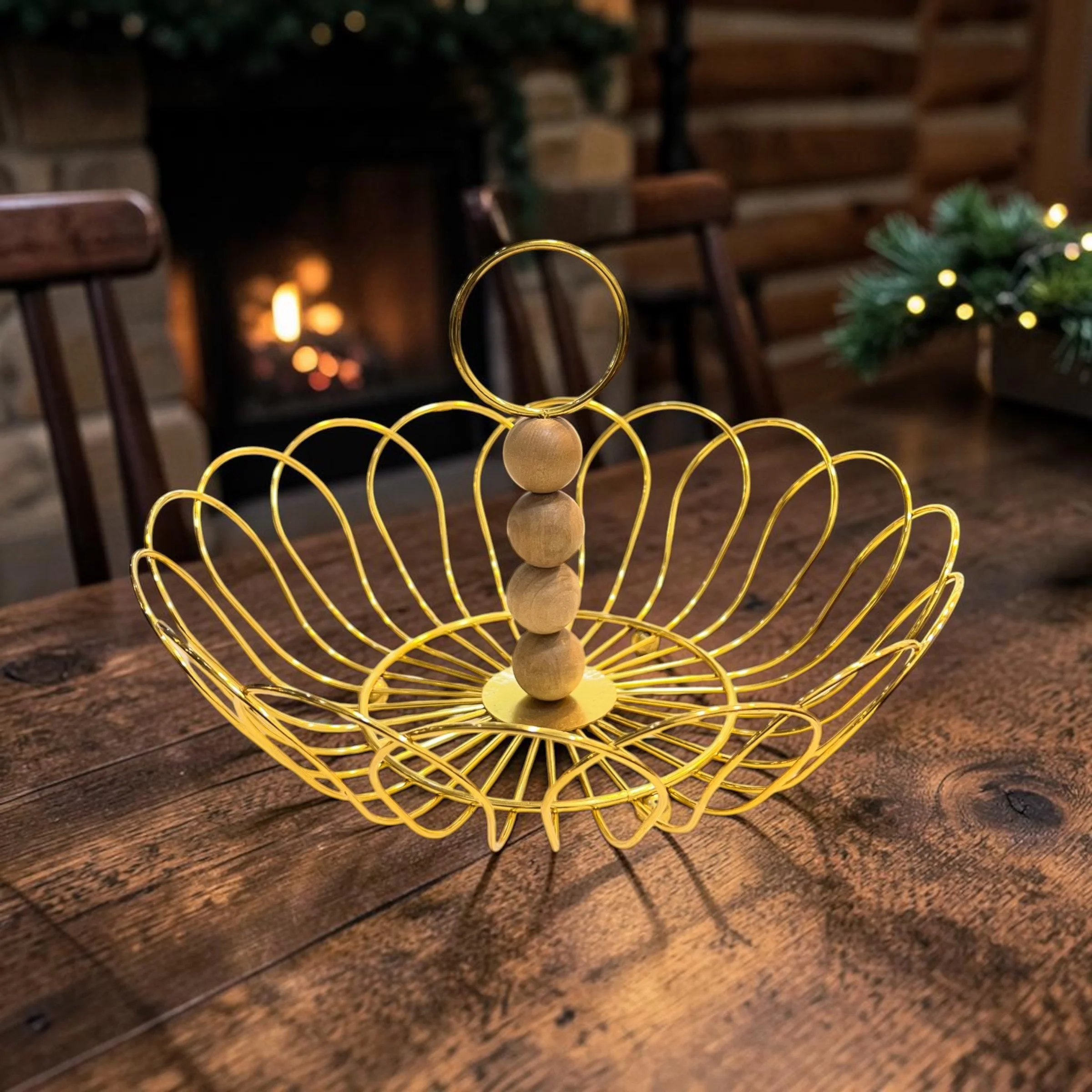 Metal Golden Fruit Basket