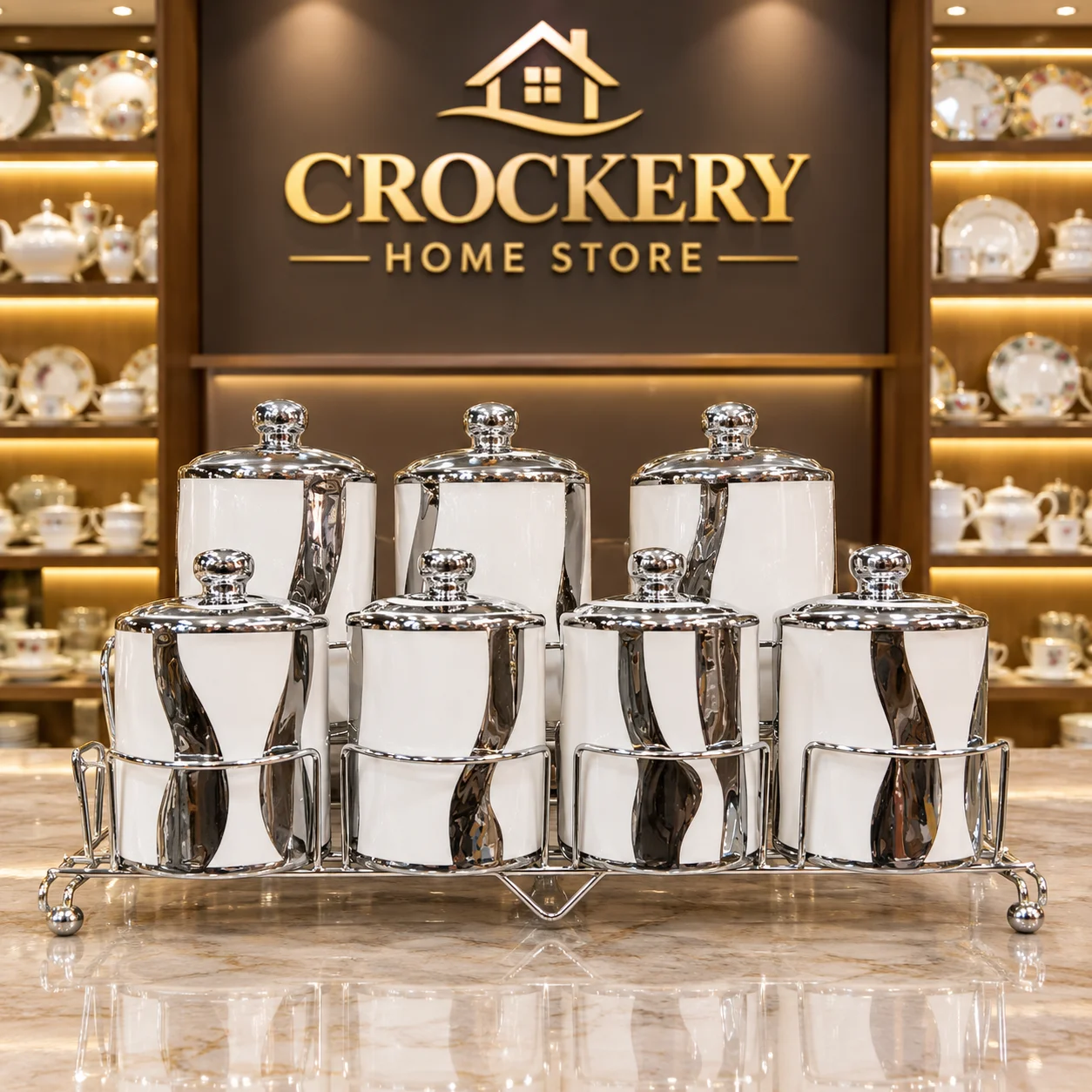 8PCS Bone China Spice Rack Set