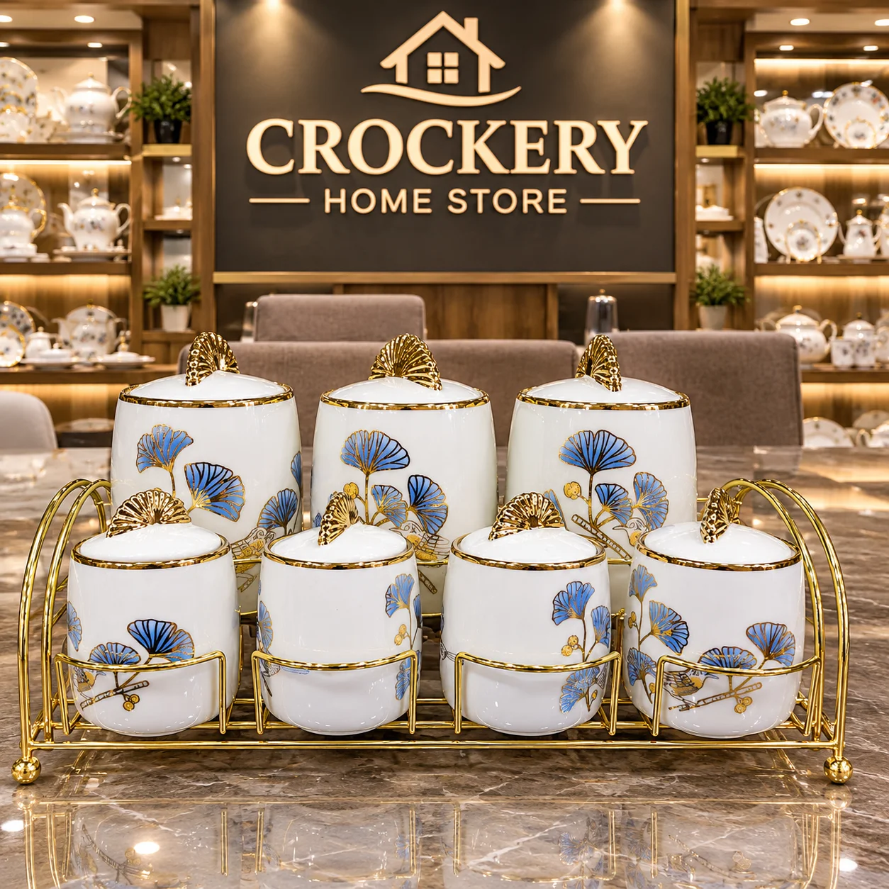 8PCS Bone China Spice Rack Set