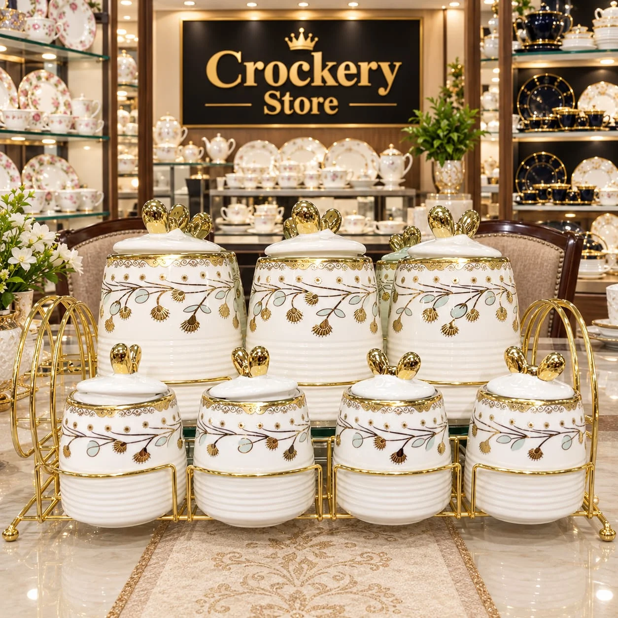 8PCS Bone China Spice Rack Set