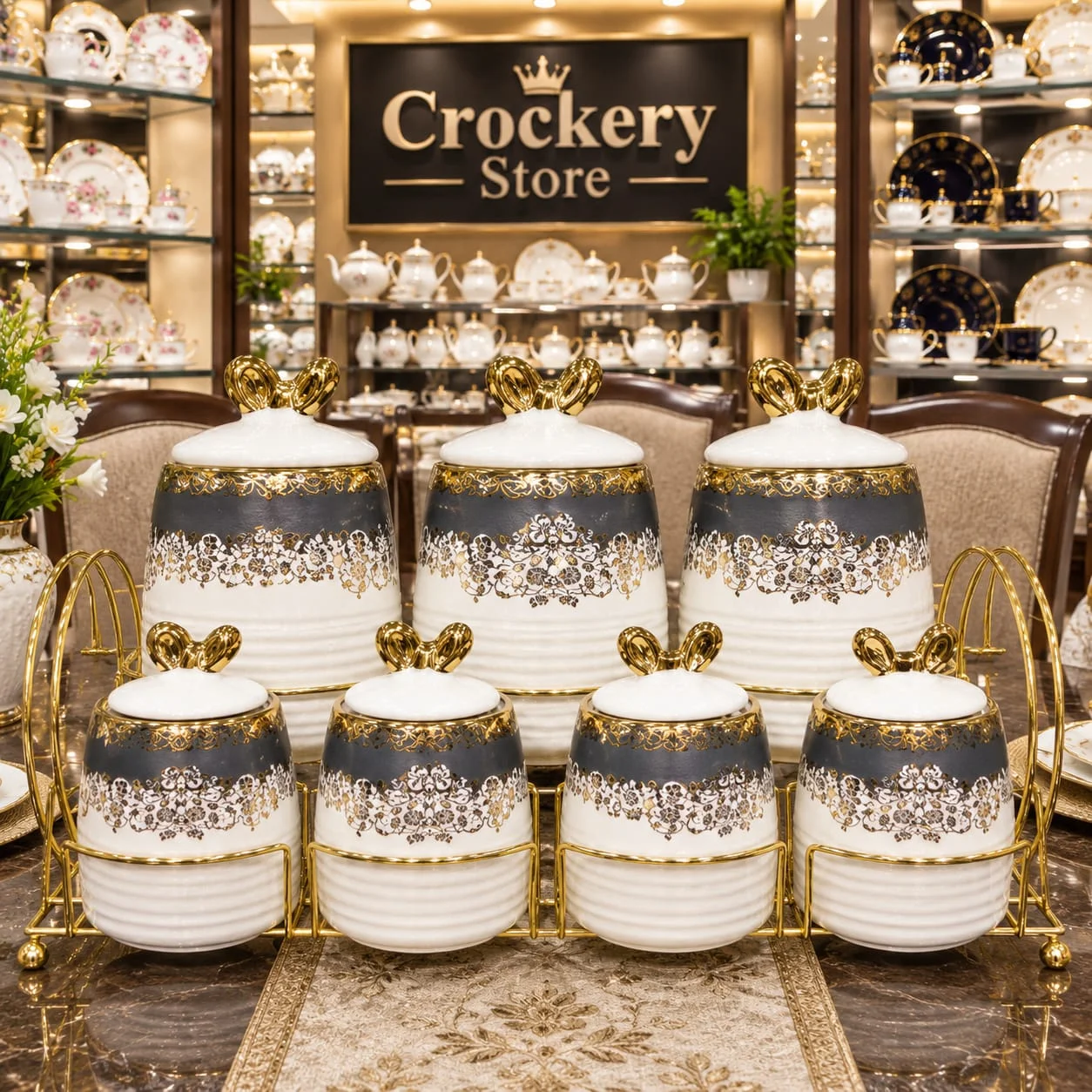 8PCS Bone China Spice Rack Set