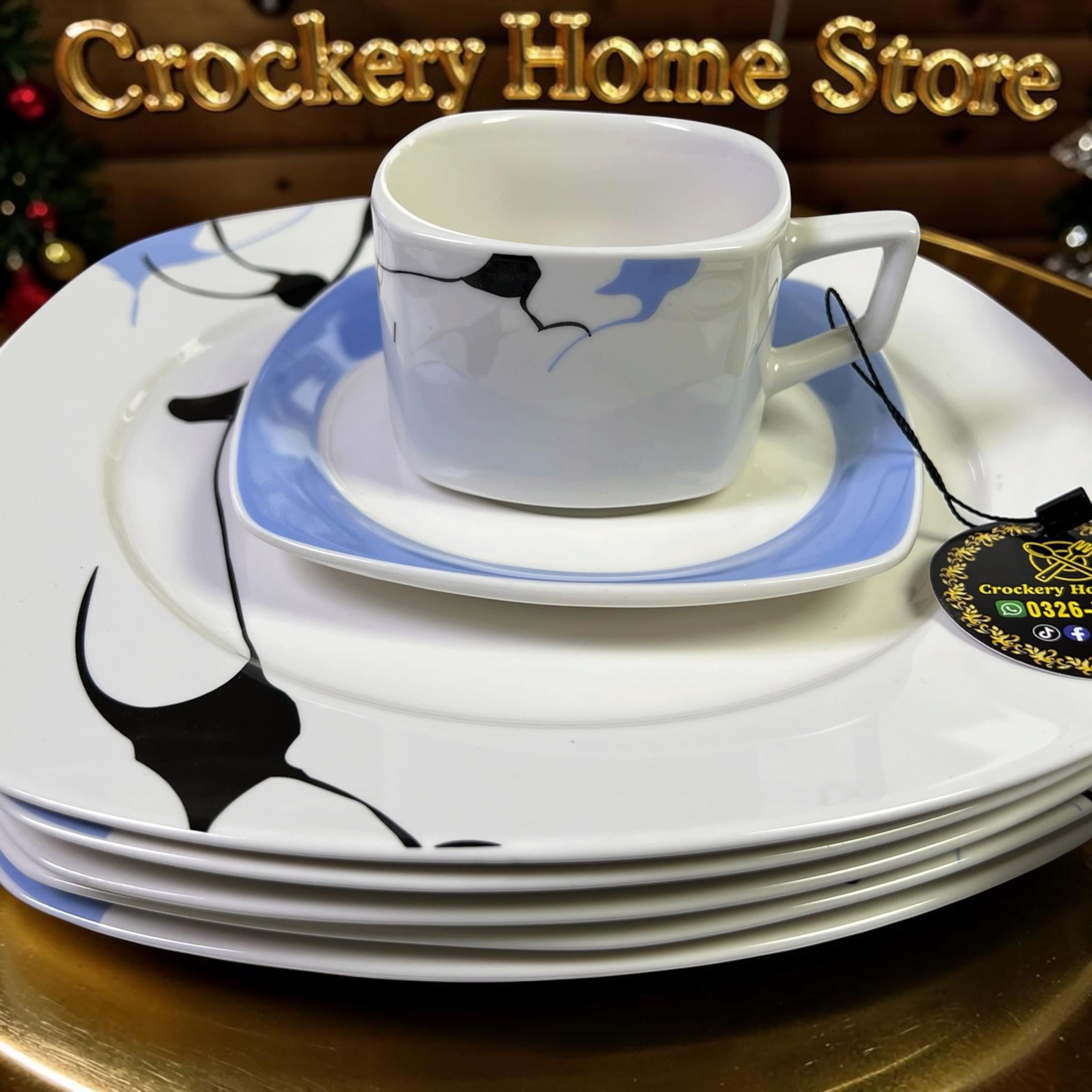 30PCS Super Bone China Breakfast Set – 6 Cups, 6 Saucers, 6 Quarter Plates, 6 Deep Plates & 6 Rice Plates - Image 3