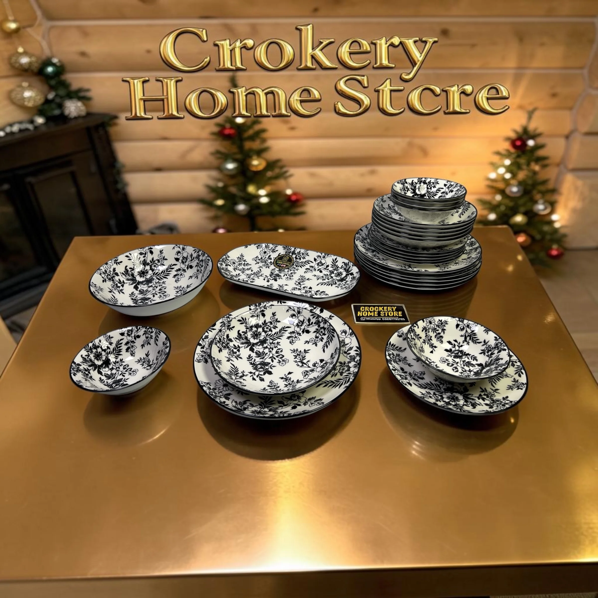 26pcs Ceramic Breakfast Set – 6 Qutter Plates, 6 Deep Plates, 6 Rice Plates, 6 Sweet Bowls with Serving & Rice Dish - Image 2