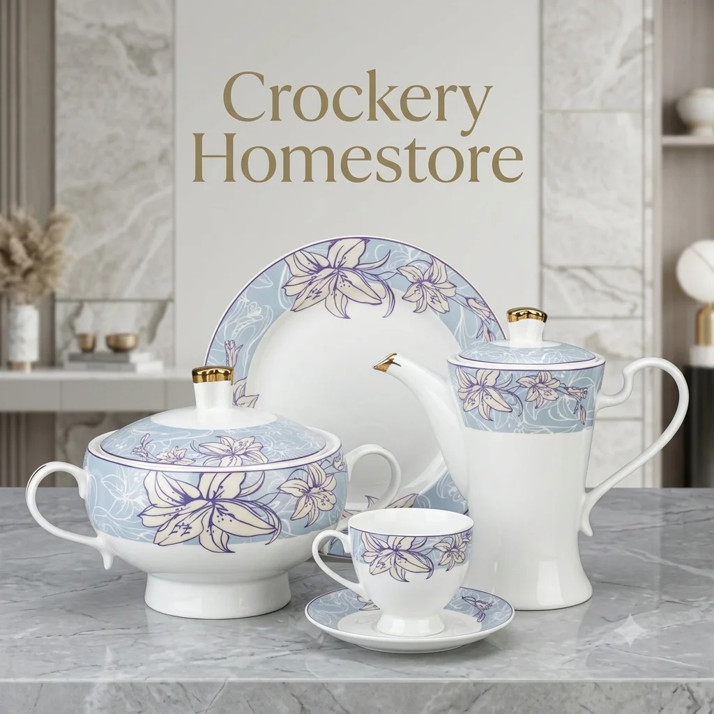61PCS Bone China Dinner Set – 8 Person Complete Dining Collection