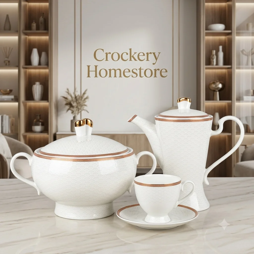 61PCS Bone China Dinner Set – 8 Person Complete Dining