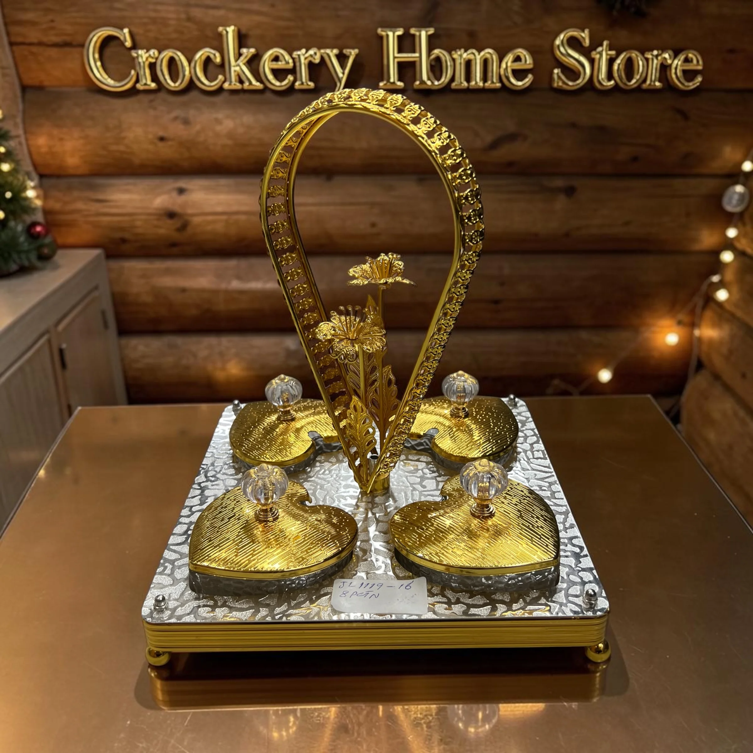 Golden Fancy Dry Fruit Tray – Elegant Serving Tray with Premium Design