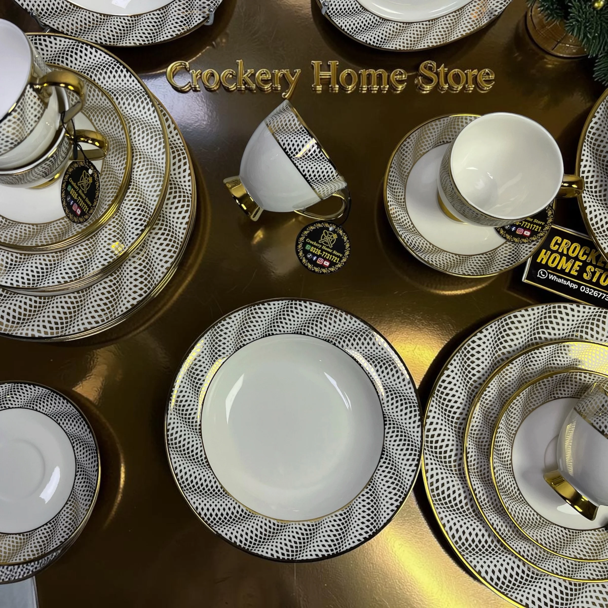 30PCS Bone China Breakfast Set – 6 Cups, 6 Saucers, 6 Quarter Plates, 6 Deep Plates & 6 Rice Plates - Image 4