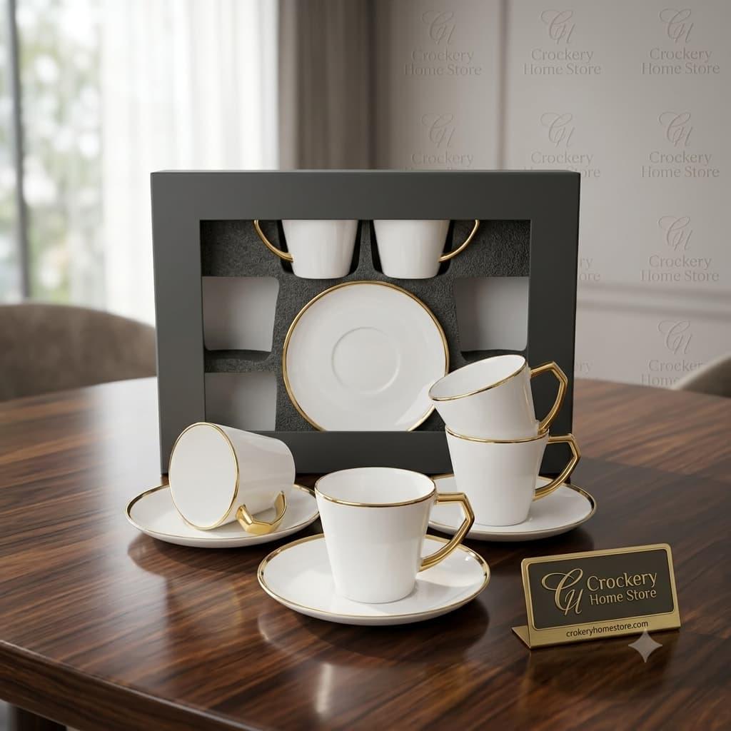 12PCS Cup & Saucer Set – 6 Cups with 6 Matching Saucers