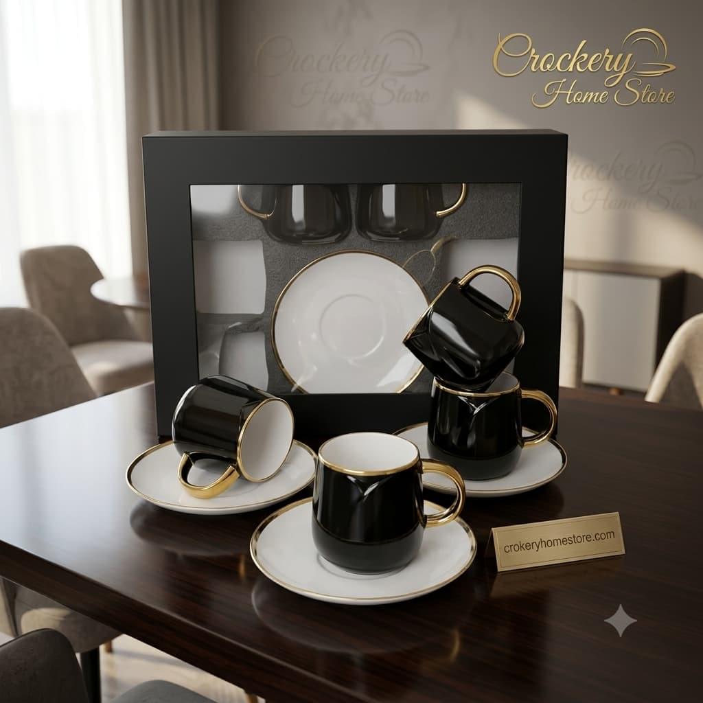 12PCS Cup & Saucer Set – 6 Cups with 6 Matching Saucers