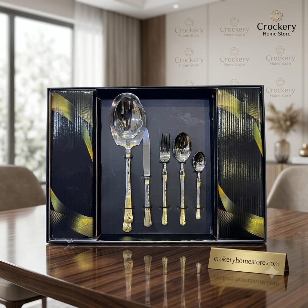 36PCS Cutlery Set for 8 Persons – Stainless Steel Spoon, Fork, Knife & Serving Set