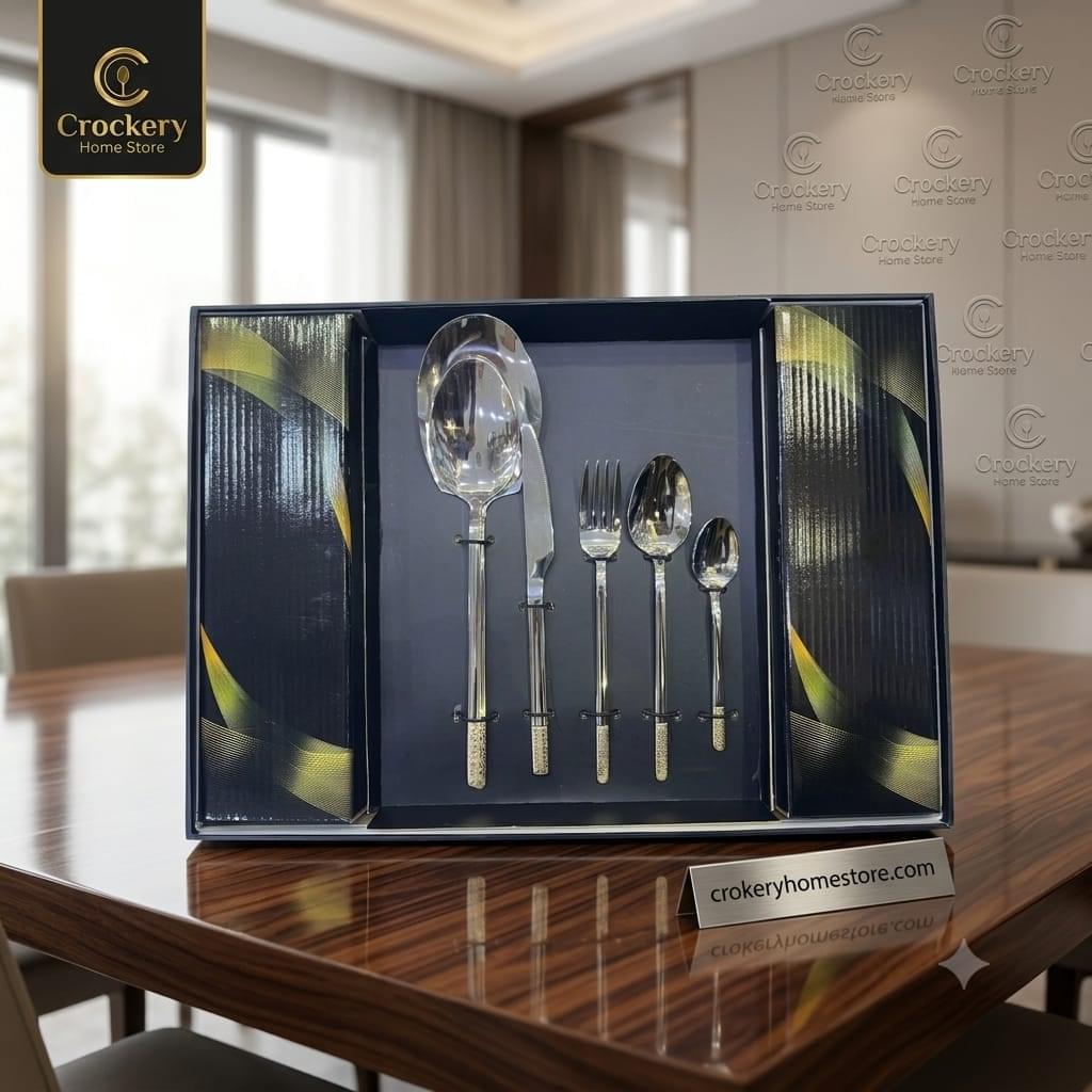 36PCS Cutlery Set for 8 Persons – Stainless Steel Spoon, Fork, Knife & Serving Set
