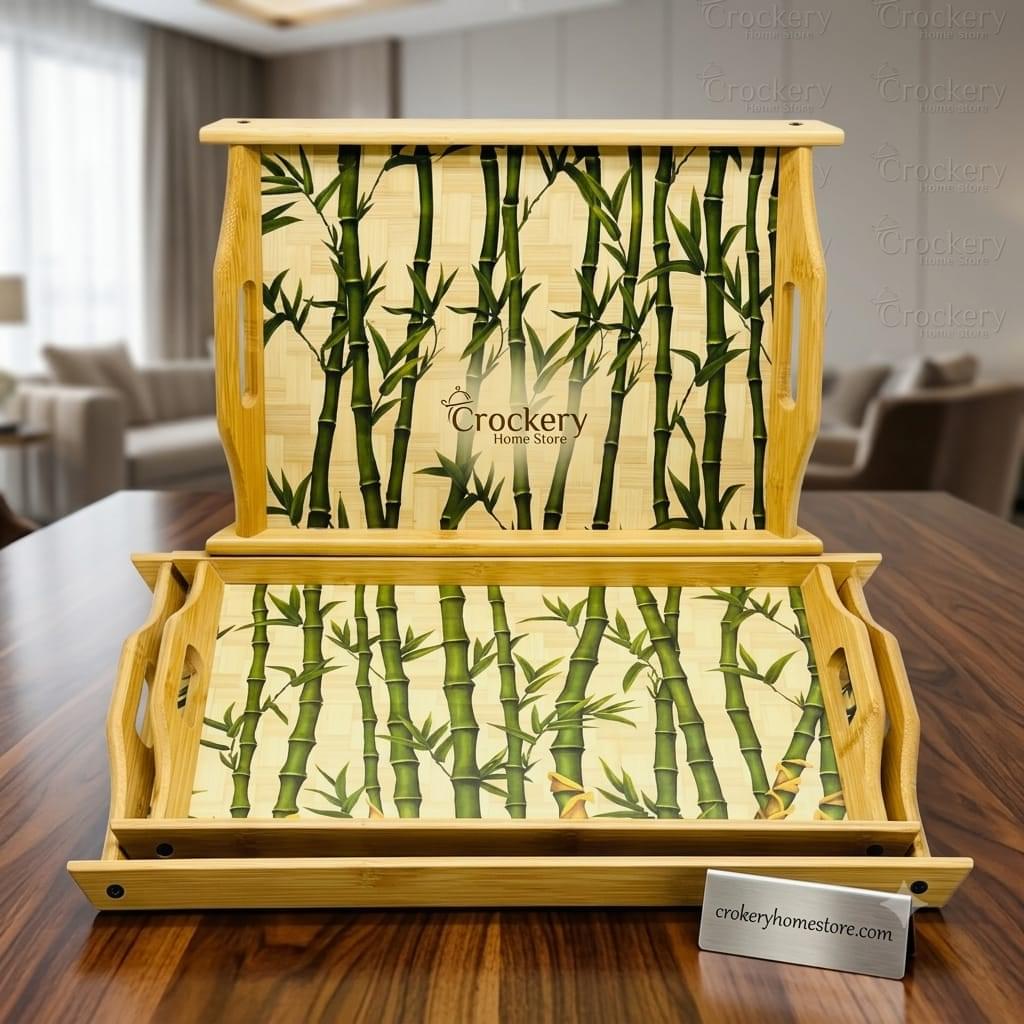 Bamboo Wooden 3PCS Tray Set – Elegant Serving & Decorative Trays