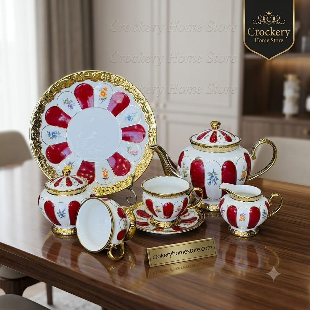 22PCS Bone China Tea Set – Premium Tea Serving Set for Family & Guests