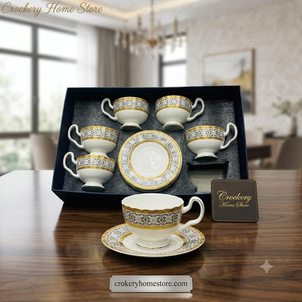 12PCS Cup & Saucer Set – 6 Cups with 6 Matching Saucers