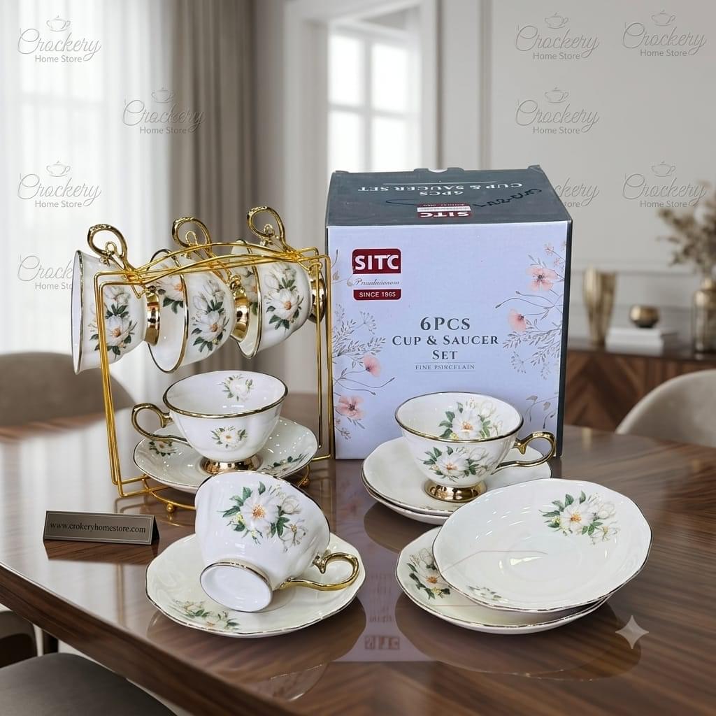 12PCS Cup & Saucer Set – 6 Cups with 6 Matching Saucers