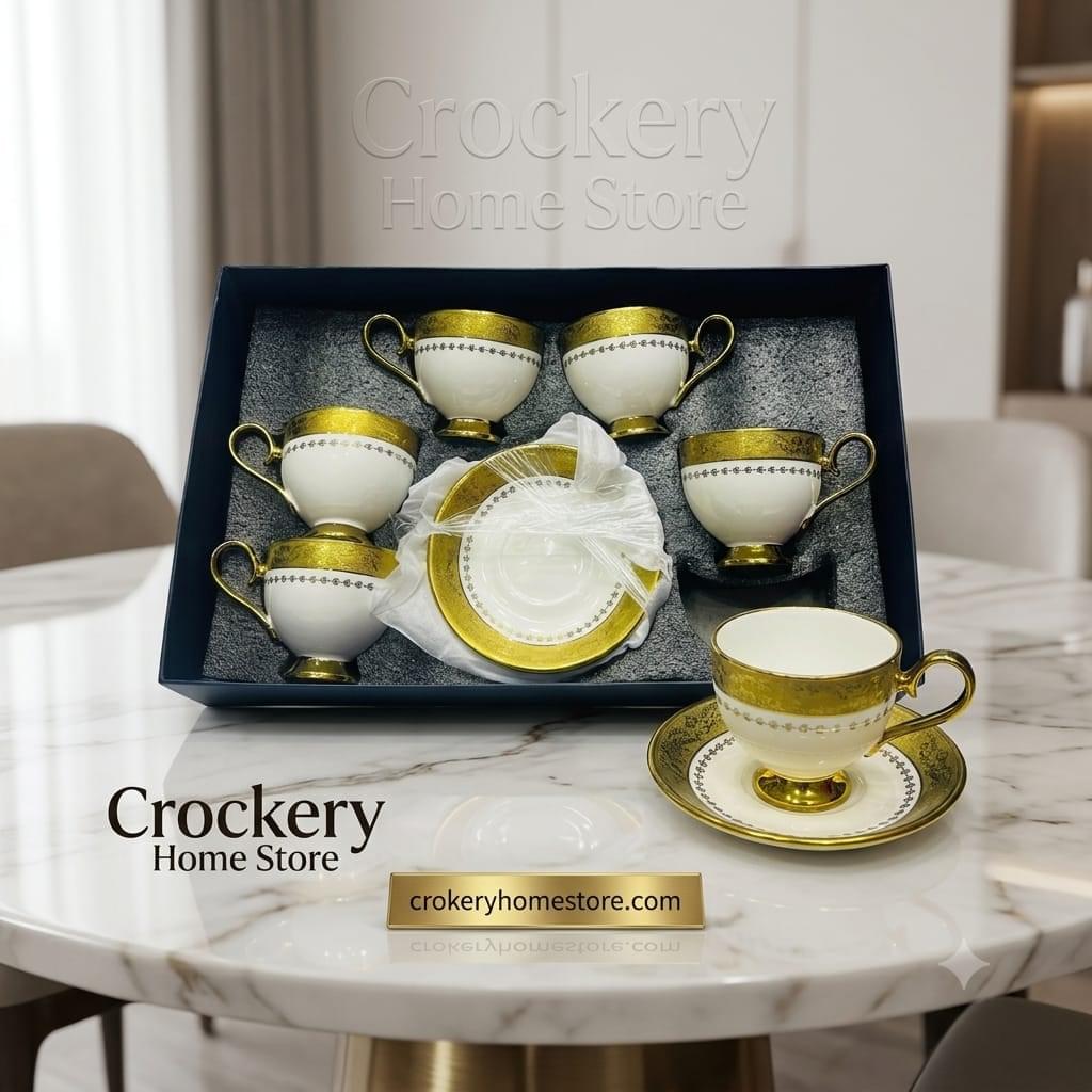 12PCS Cup & Saucer Set – 6 Cups with 6 Matching Saucers