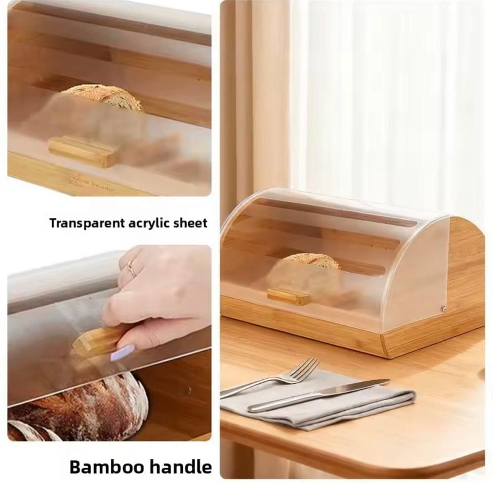 Wooden Bread Box – Kitchen Bread Storage Bin with Lid - Image 3