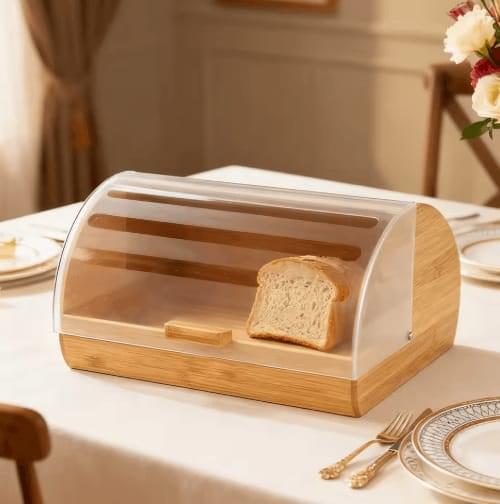 Wooden Bread Box – Kitchen Bread Storage Bin with Lid