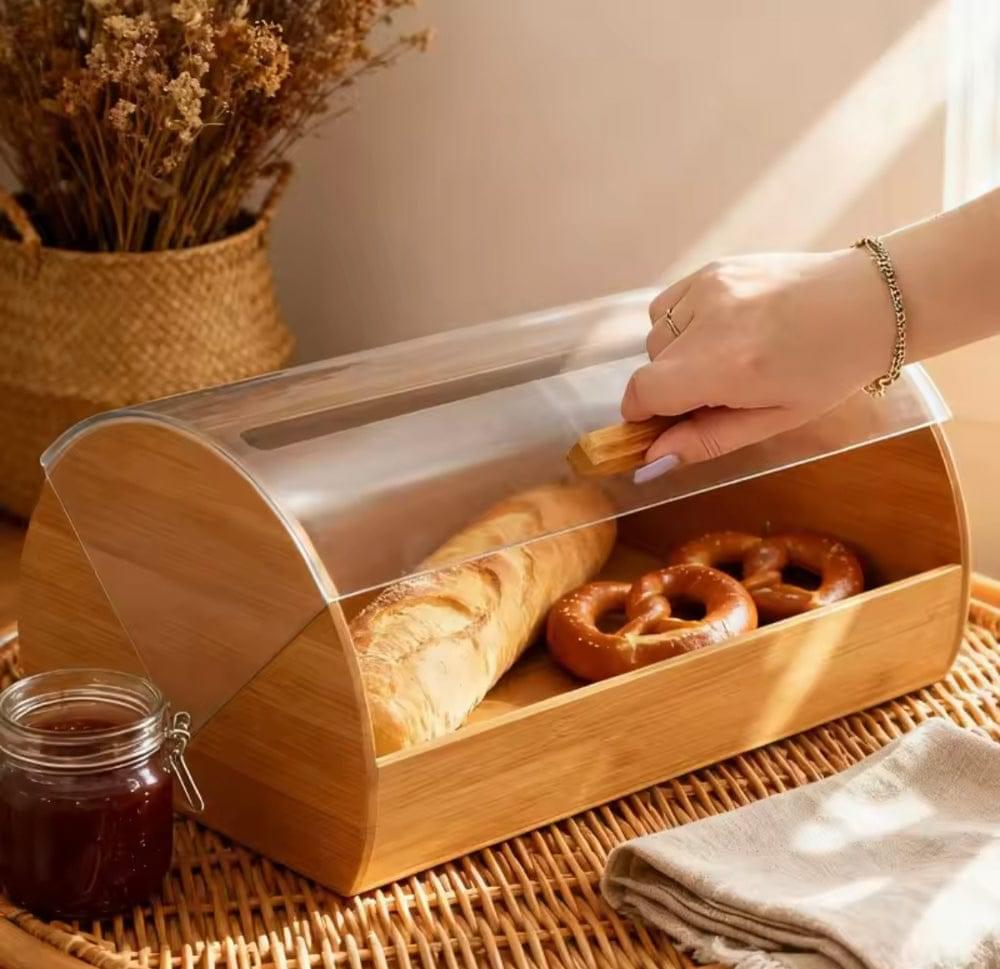 Wooden Bread Box – Kitchen Bread Storage Bin with Lid - Image 2