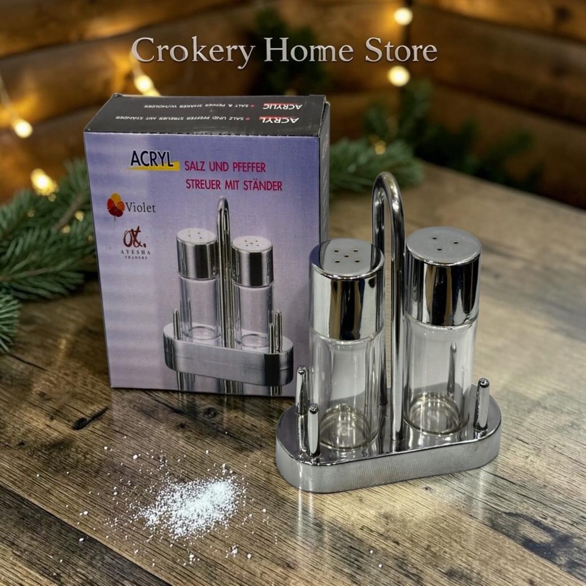 2PCS Acrylic Salt & Pepper Shaker Set – Clear Kitchen Seasoning Dispensers