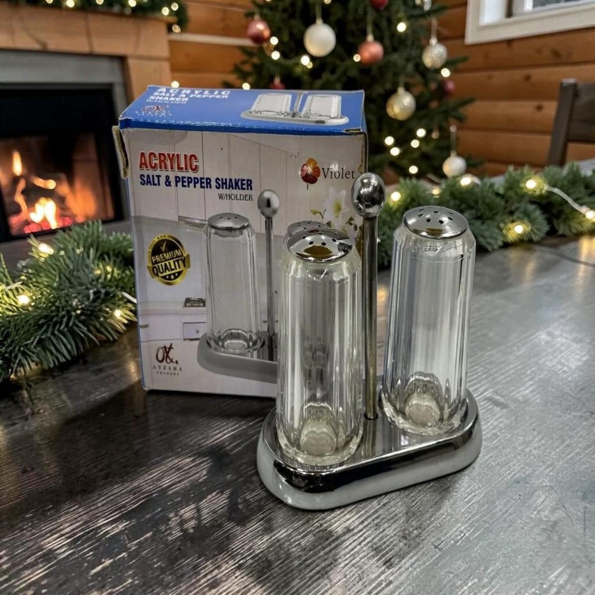 2PCS Acrylic Salt & Pepper Shaker Set – Clear Kitchen Seasoning Dispensers