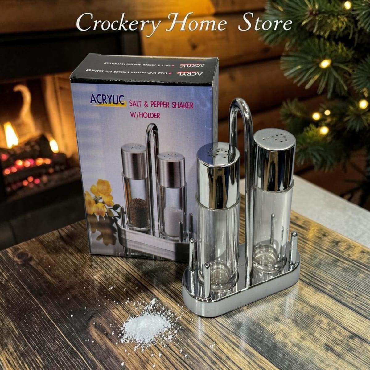 2PCS Acrylic Salt & Pepper Shaker Set – Clear Kitchen Seasoning Dispensers