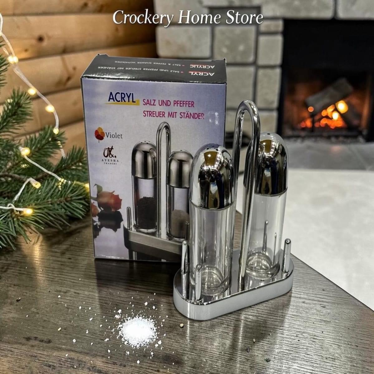 2PCS Acrylic Salt & Pepper Shaker Set – Clear Kitchen Seasoning Dispensers