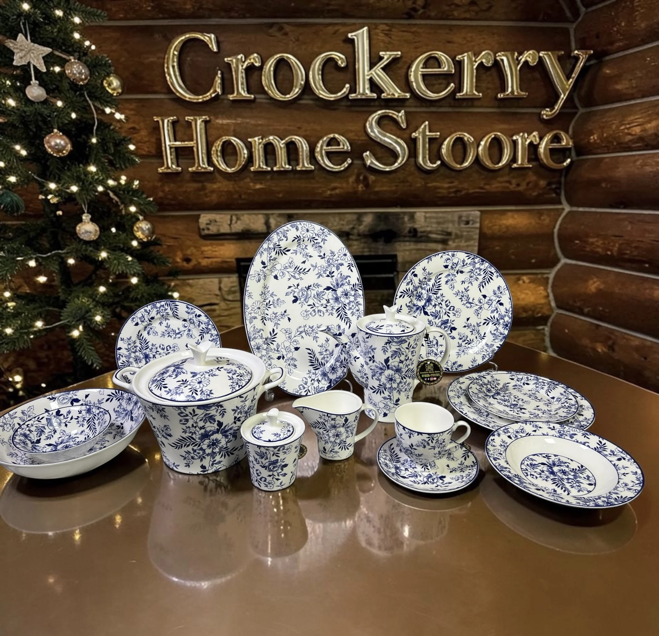 61PCS Royal White Bone China Dinner Set – Complete Dinnerware Set for 8 Persons